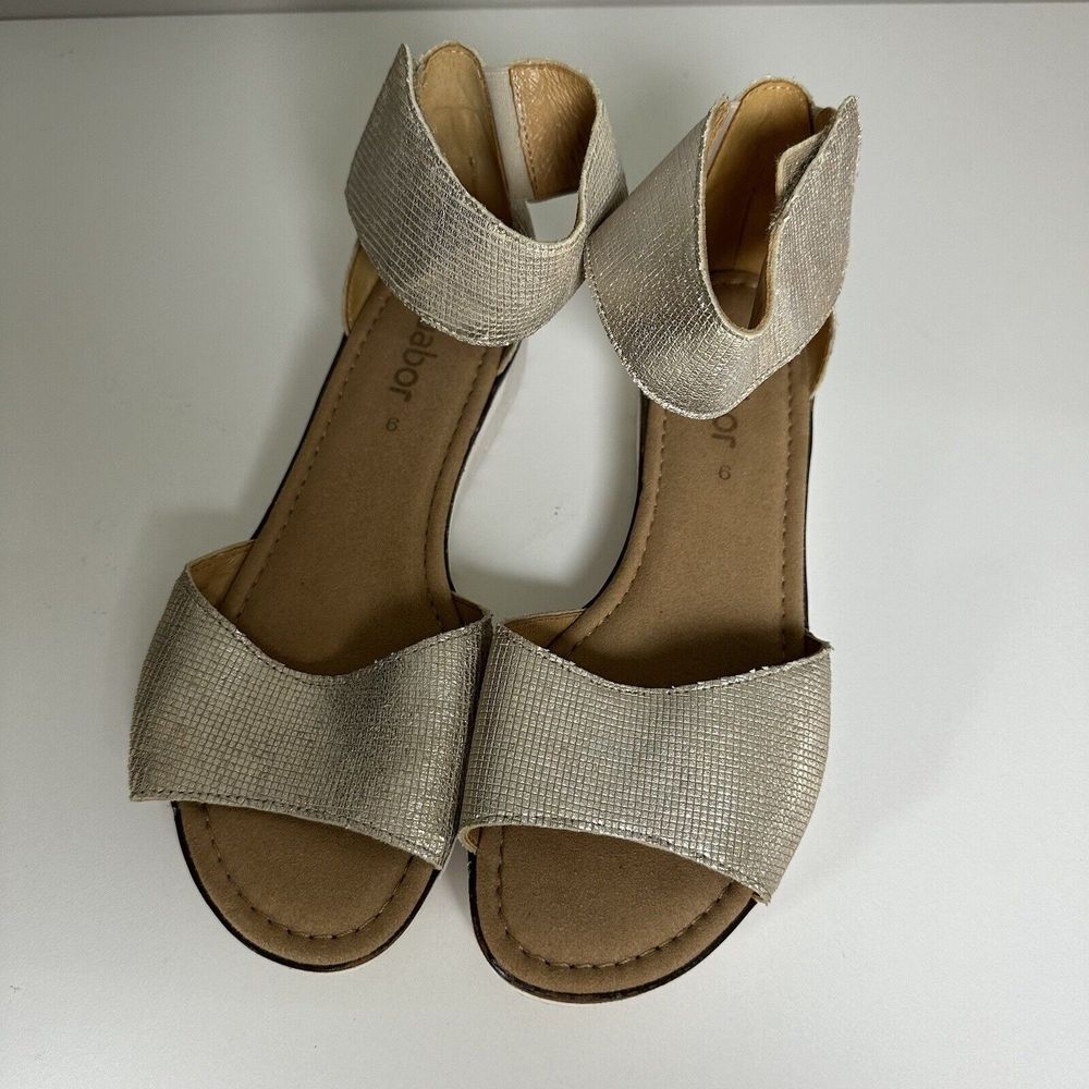 Gabor 44570 Size 9 Metallic Gold Ankle Strap Hook and Loop Closure Sandal - Picture 3 of 10